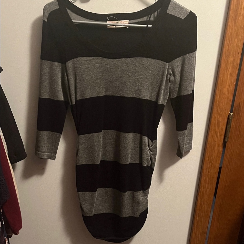 Black and Gray Striped Sweater
